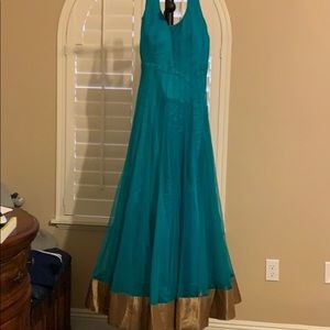 Plain Blue Floor Length Anarkali
